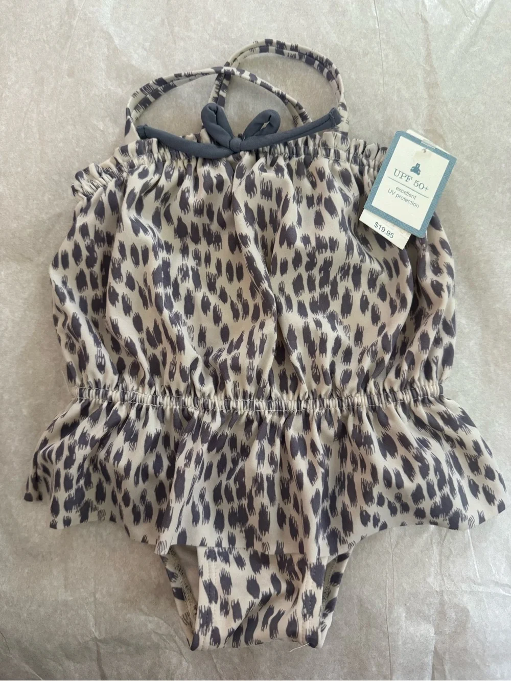Baby Gap Newborn 0-6 Months Girls UPF 50+ Leopard Print One-Piece Swimsuit NWT